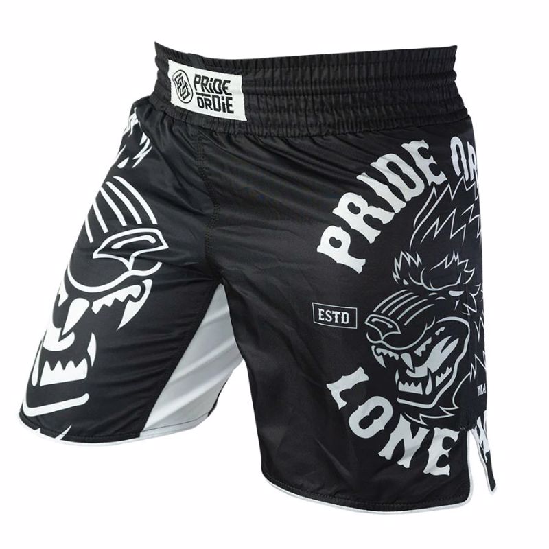 Pride Or Die lone wolf MMA Shorts - Black